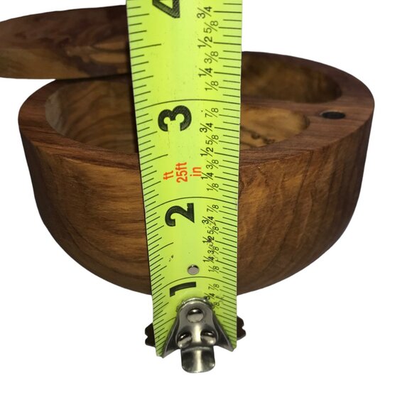 New NWT Olive Wood Double Salt Cellar with Swivel Magnetic Lid, Round - Picture 6 of 8